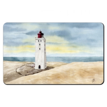 Frühstücksbrettchen Brettchen Aquarell Maritim Kunst Druck Kunstdruck Nordsee Dänemark Danmark Leuchtturm Rubjerg Knude Düne Blokhus Lokken Sonnenuntergang