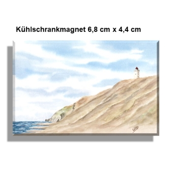 Fridge magnet watercolor maritime art print North Sea Denmark Danmark lighthouse Rubjerg Knude dune Blokhus Lokken Cliff