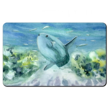 Frühstücksbrettchen Brettchen Aquarell Maritim Kunst Druck Kunstdruck Nordsee Dänemark Danmark  Hirtshals Mondfisch Solfisk