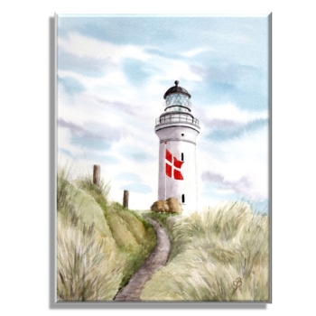 Stretcher frame canvas 30 x 20 cm linen Watercolor Maritime Art Print Art Print North Sea Denmark Danmark Blåvand Blavand  dunes lighthouseStretcher frame canvas 30 x 20 cm linen Watercolor Maritime Art Print Art Print North Sea Denmark Danmark Hirtshals