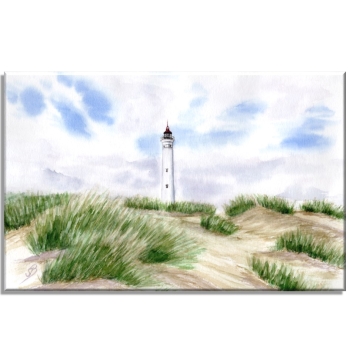 Leinwand 30 x 20 cm Keilrahmen Canvas-Leinen  Leuchtturm Lyngvig in der Düne - DK57