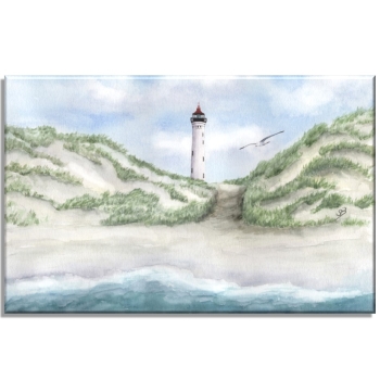 Leinwand 30 x 20 cm Keilrahmen Canvas-Leinen  Leuchtturm Lyngvig in der Düne - DK58