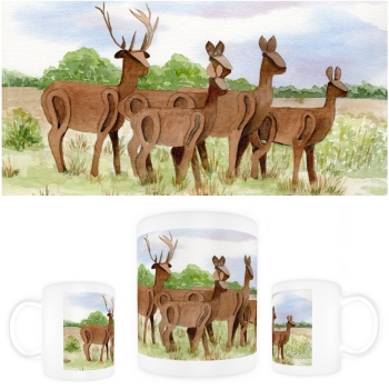 Tasse Becher Kaffeebecher Aquarell Maritim Kunst Druck Kunstdruck Nordsee Dänemark Danmark  Blåvand Blavand Rehe Vejers