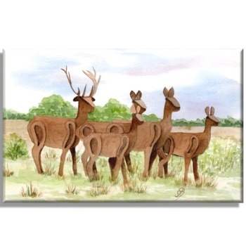 Leinwand 30 x 20 cm Keilrahmen Canvas-Leinen Aquarell Maritim Kunst Druck Kunstdruck Nordsee Dänemark Danmark  Blåvand Blavand Rehe Vejers