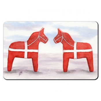 Frühstücksbrettchen Brettchen Aquarell Maritim Kunst Druck Kunstdruck Nordsee Dänemark Danmark  Blåvand Blavand rote Pferde