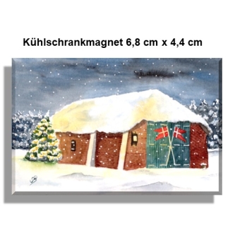 Kühlschrankmagnet  Aquarell Aquarell Maritim Kunst Druck Kunstdruck Nordsee Dänemark Danmark  Blåvand Blavand Rettungsstation Rettungshaus