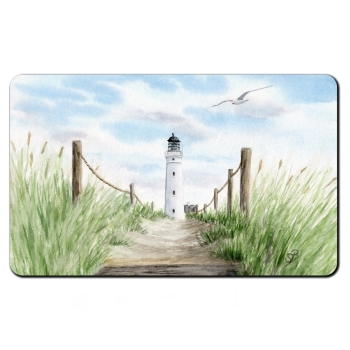 Frühstücksbrettchen Brettchen Aquarell Maritim Kunst Druck Kunstdruck Nordsee Dänemark Danmark  Hirtshals Dünen Leuchtturm