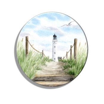 Kühlschrankmagnet m. Flaschenöffner Aquarell Maritim Kunst Druck Kunstdruck Nordsee Dänemark Danmark Hirtshals Dünen Leuchtturm