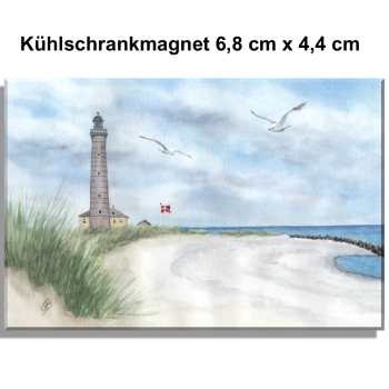 Kühlschrankmagnet  Aquarell Aquarell Maritim Kunst Druck Kunstdruck Nordsee Dänemark Danmark Leuchtturm Skagen
