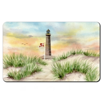 Frühstücksbrettchen Brettchen Aquarell Maritim Kunst Druck Kunstdruck Nordsee Dänemark Danmark  Leuchtturm Skagen Sunset DK66