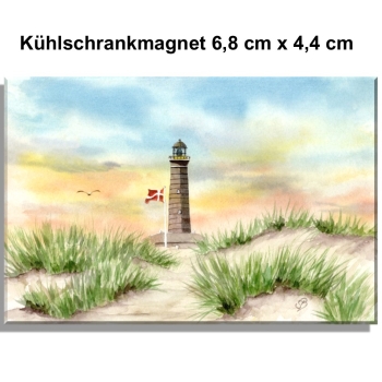 Kühlschrankmagnet  Aquarell Aquarell Maritim Kunst Druck Kunstdruck Nordsee Dänemark Danmark Leuchtturm Skagen Sunset DK66