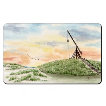 Frühstücksbrettchen Brettchen Aquarell Maritim Kunst Druck Kunstdruck Nordsee Dänemark Danmark  Leuchtturm Skagen Sunset DK66