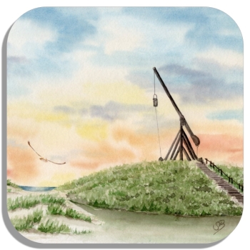 Untersetzer Glasuntersetzer 9,5 x 9,5 cm Aquarell Maritim Kunst Druck Kunstdruck Nordsee Dänemark Danmark  Leuchtturm Skagen