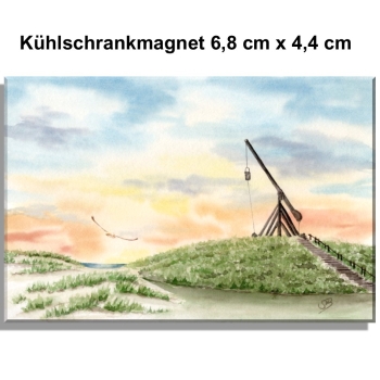 Kühlschrankmagnet  Aquarell Aquarell Maritim Kunst Druck Kunstdruck Nordsee Dänemark Danmark Leuchtturm Skagen Sunset DK66