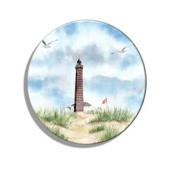 Kühlschrankmagnet m. Flaschenöffner Aquarell Maritim Kunst Druck Kunstdruck Nordsee Dänemark Danmark Leuchtturm Skagen