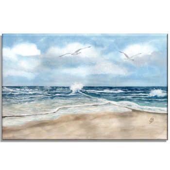 Leinwand 30 x 20 cm Keilrahmen Canvas-Leinen Aquarell Maritim Kunst Druck Kunstdruck Nordsee Dänemark Danmark  Skagen Grenen