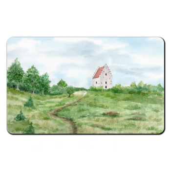 Frühstücksbrettchen Brettchen Aquarell Maritim Kunst Druck Kunstdruck Nordsee Dänemark Danmark  Skagen versandete Kirche