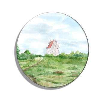 Kühlschrankmagnet m. Flaschenöffner Aquarell Maritim Kunst Druck Kunstdruck Nordsee Dänemark Danmark Skagen versandete Kirche