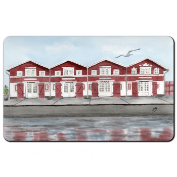 Frühstücksbrettchen Brettchen Aquarell Maritim Kunst Druck Kunstdruck Nordsee Dänemark Danmark  Skagen Hafenhäuser