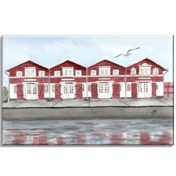 Leinwand 30 x 20 cm Keilrahmen Canvas-Leinen Aquarell Maritim Kunst Druck Kunstdruck Nordsee Dänemark Danmark Skagen Hafenhäuser