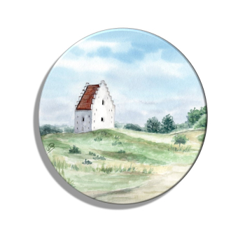 Kühlschrankmagnet m. Flaschenöffner Aquarell Maritim Kunst Druck Kunstdruck Nordsee Dänemark Danmark Skagen versandete Kirche