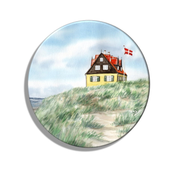 Kühlschrankmagnet m. Flaschenöffner Aquarell Maritim Kunst Druck Kunstdruck Nordsee Dänemark Danmark Stagen Haus am Meer