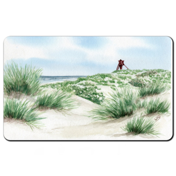 Frühstücksbrettchen Brettchen Folienmagnet Aquarell Maritim Kunst Druck Kunstdruck Dänemark Nordsee Blokhus Bake Strand