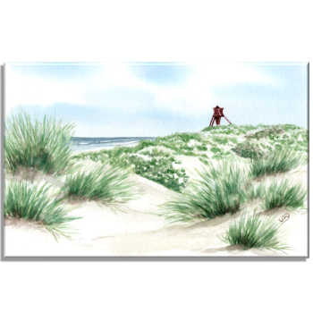 Leinwand 30 x 20 cm Keilrahmen Canvas-Leinen Folienmagnet Aquarell Maritim Kunst Druck Kunstdruck Dänemark Nordsee Blokhus Bake Strand