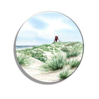 Kühlschrankmagnet m. Flaschenöffner  Folienmagnet Aquarell Maritim Kunst Druck Kunstdruck Dänemark Nordsee Blokhus Bake Strand