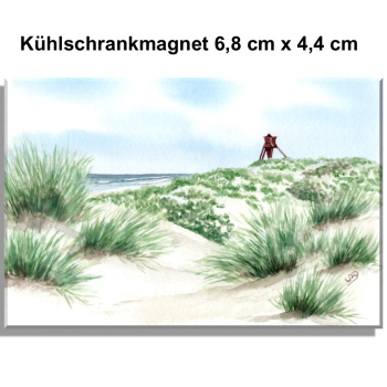 Kühlschrankmagnet  Aquarell Maritim Kunst Druck Kunstdruck Dänemark Nordsee Blokhus Bake Strand