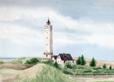 Leuchtturm Blåvand Blavand mit Nebengebäuden DK01