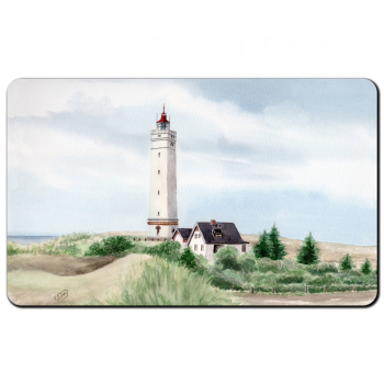 Frühstücksbrettchen Brettchen Leuchtturm Blåvand Blavand mit Nebengebäuden DK01
