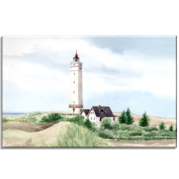 Leinwand 30 x 20 cm Keilrahmen Canvas-Leinen Leuchtturm Blåvand Blavand mit Nebengebäuden DK01