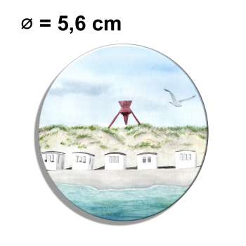 Kühlschrankmagnet m. Flaschenöffner  Folienmagnet Aquarell Maritim Kunst Druck Kunstdruck Dänemark Nordsee Blokhus Bake Strand