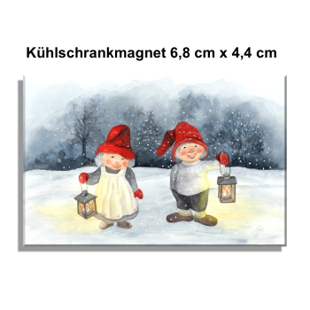 Kühlschrankmagnet Aquarell Kunst Druck Kunstdruck Dänemark Danmark skandinavien  - Weihnachten Winter Jul Nisse