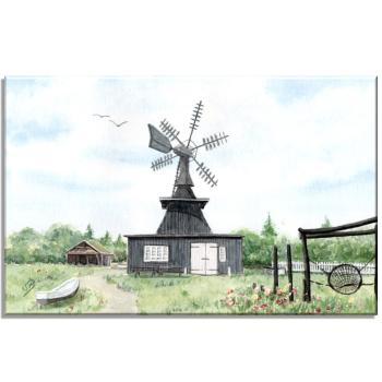 Stretcher frame canvas 30 x 20 cm linen watercolor maritime art print art print  Denmark Danmark - Nymindegab Mill - DK85