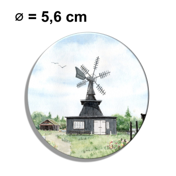 Fridge magnet with bottle opener watercolor maritime art print art print  Denmark Danmark - Nymindegab Mill - DK85