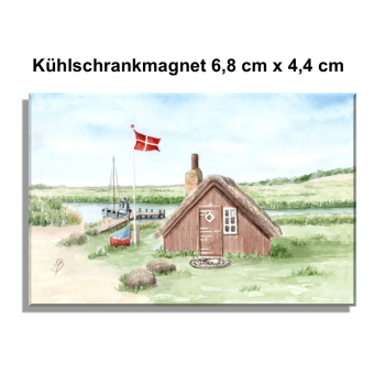 Fridge magnet watercolor maritime art print art print  Denmark Danmark - Nymindegab Fisherman's House - DK86