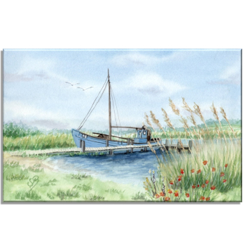 Stretcher frame canvas 30 x 20 cm linen Nymindegab fishing boat harbor - DK88