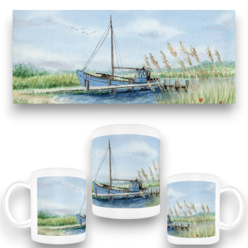 Cup Coffee Cup Mug Nymindegab fishing boat harbor - DK88