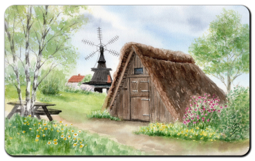 Preview: Frühstücksbrettchen Brettchen - Nymindegab Mühle Esehus Fischerhaus - DK89