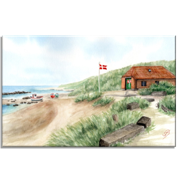 Leinwand 30 x 20 cm Keilrahmen Canvas-Leinen - Rettungshaus am Strand Lønstrup - DK92