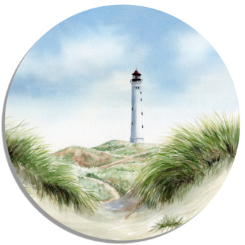 Coasters Glass coasters around 9.5 cm Lyngvig lighthouse in the dune - DK93