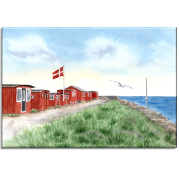 Stretcher frame canvas 30 x 20 cm linen Watercolor Maritime Art Print Art Print North Sea Denmark Danmark Skagen Skurbyen - DK94