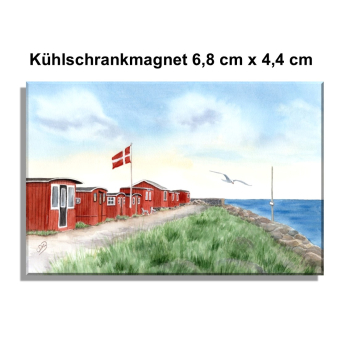 Fridge magnet Watercolor Maritime Art Print Art Print North Sea Denmark Danmark Skagen Skurbyen - DK94