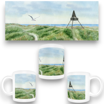 Cup Coffee Cup Mug  Watercolor Maritime Art Print Art Print North Sea Denmark Danmark Skagen Bake - DK95