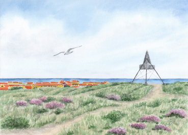 Postcard DIN-A6 Watercolor Maritime Art Print Art Print North Sea Denmark Danmark Skagen Bake - DK95