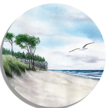 Coasters glass coasters 9,5 x  9,5 cm Watercolor Maritime Art Print Baltic Sea Darßer Ort Zingst beach sea - Darss 5