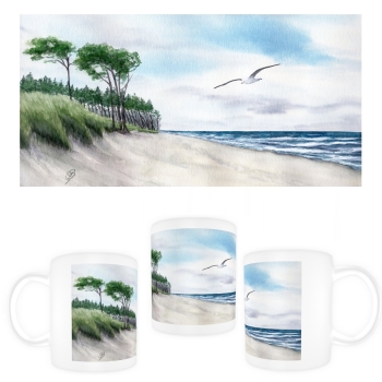 Cup Coffee Cup Mug  Watercolor Maritime Art Print Baltic Sea Darßer Ort Zingst beach sea - Darss 5
