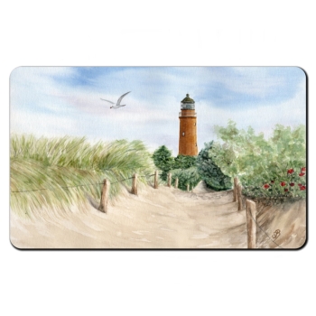 Frühstücksbrettchen Brettchen Folienmagnet Aquarell Maritim Kunst Druck Kunstdruck Ostsee Leuchtturm Darßer Ort Darß Zingst Strand Meer